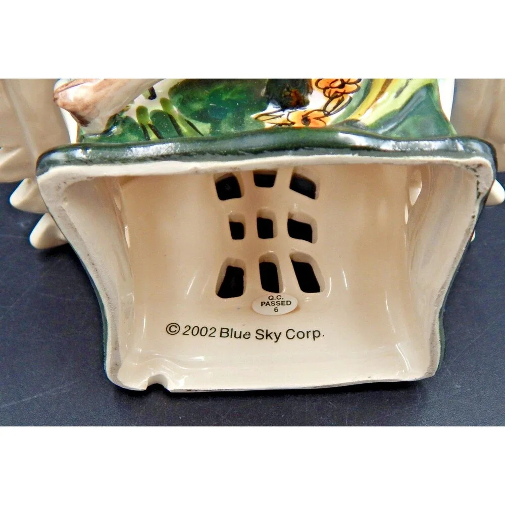 Blue Sky Clayworks Heather Goldminc Birdhouse CandleHolder 2002 Plate Illuminary